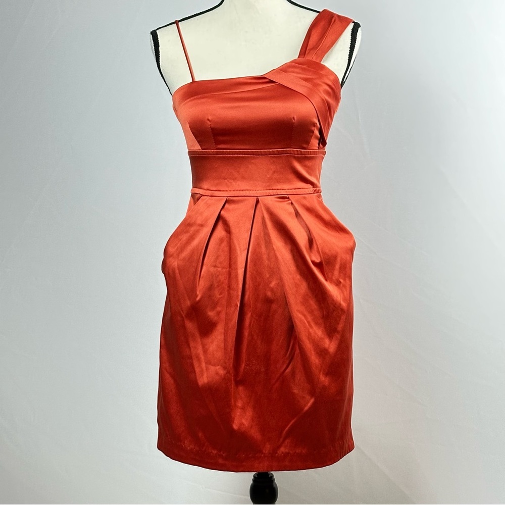 TEEZE ME Vtg orange asymmetrical cocktail dress - size 3